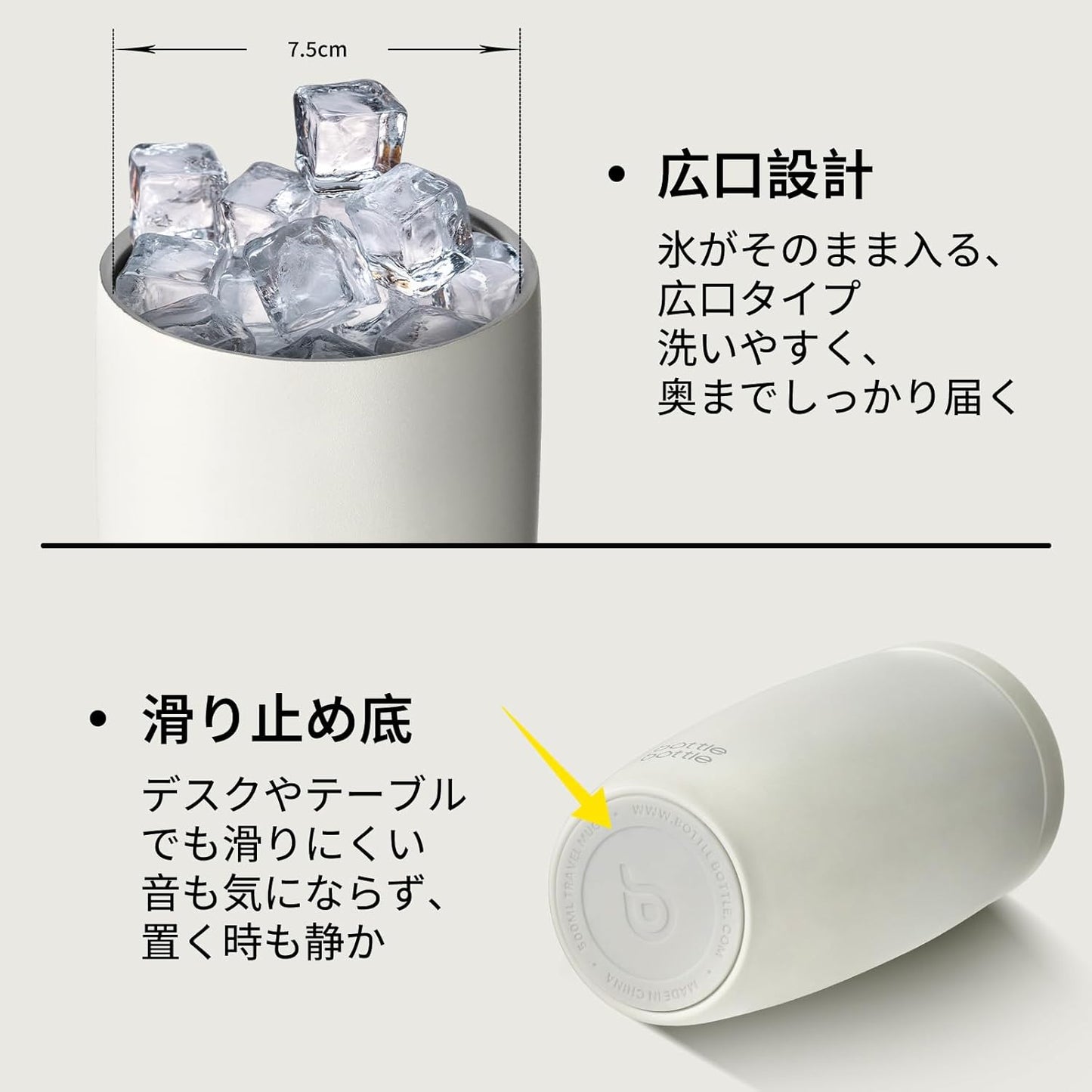 BOTTLE BOTTLE タンブラー ワンタッチ開閉 漏れ防止 真空断熱 サーモマグ コーヒー お茶用 保温保冷 ステンレス製 携帯マグ ボトル