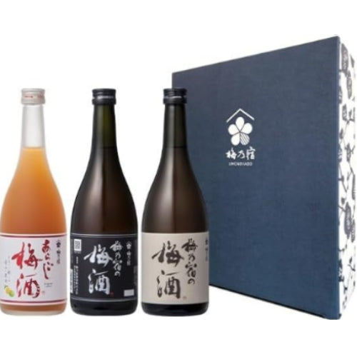 【創業130年の味】梅乃宿 梅酒 ギフトBox入り 720ml 3本 詰め合わせセット 高級 黒ラベル18% あらごし梅酒12％ お取り寄せ ギフト 贈り物 プレゼント
