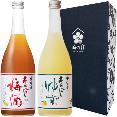 【創業130年の味】梅乃宿 あらごし梅酒 あらごしゆず酒 720ml×2本 【ギフトBox入り】 セット品 ギフト 飲み比べ プレゼント リキュール 果実酒 日本酒 柚子酒 デザート酒 国産 果肉 果汁 アルコール 8度 お取り寄せ 贈り物 贈答 手土産 ゆず