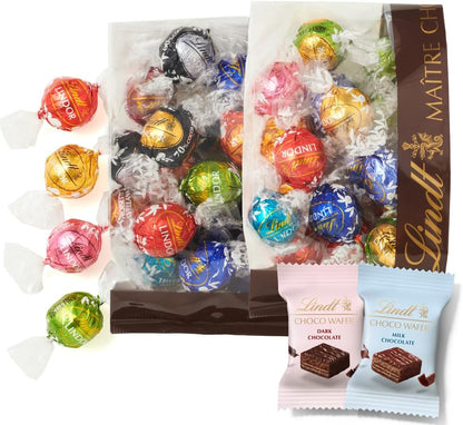 【Lindt公式】リンツ Lindt チョコレート リンドール 9種類アソート バレンタイン 大人リッチ 17個＋リンツ チョコウェイファー1個 個包装 リーフレット付