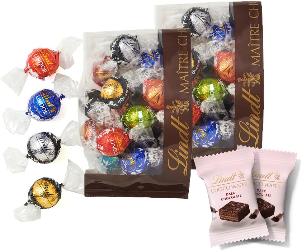 【Lindt公式】リンツ Lindt チョコレート リンドール 9種類アソート バレンタイン 大人リッチ 17個＋リンツ チョコウェイファー1個 個包装 リーフレット付