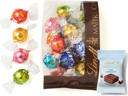 【Lindt公式】リンツ Lindt チョコレート リンドール 9種類アソート バレンタイン 大人リッチ 17個＋リンツ チョコウェイファー1個 個包装 リーフレット付