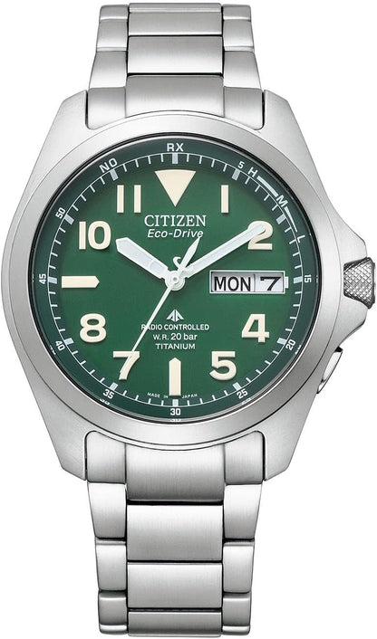 [CITIZEN] 腕時計 PROMASTER (電波時計 / 20気圧 防水/デイ＆デイト) AT6085-50E 軽量 チタン 光発電エコ・ドライブ LANDシリーズ サファイアガラス メンズ ビジネス アウトドア アナログ 見やすい 夜光 日付 秒針 ギフト 電波ソーラー