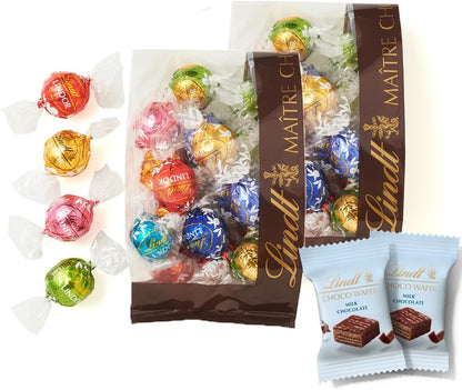 【Lindt公式】リンツ Lindt チョコレート リンドール 9種類アソート バレンタイン 大人リッチ 17個＋リンツ チョコウェイファー1個 個包装 リーフレット付