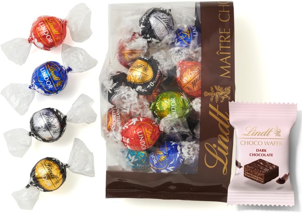 【Lindt公式】リンツ Lindt チョコレート リンドール 9種類アソート バレンタイン 大人リッチ 17個＋リンツ チョコウェイファー1個 個包装 リーフレット付