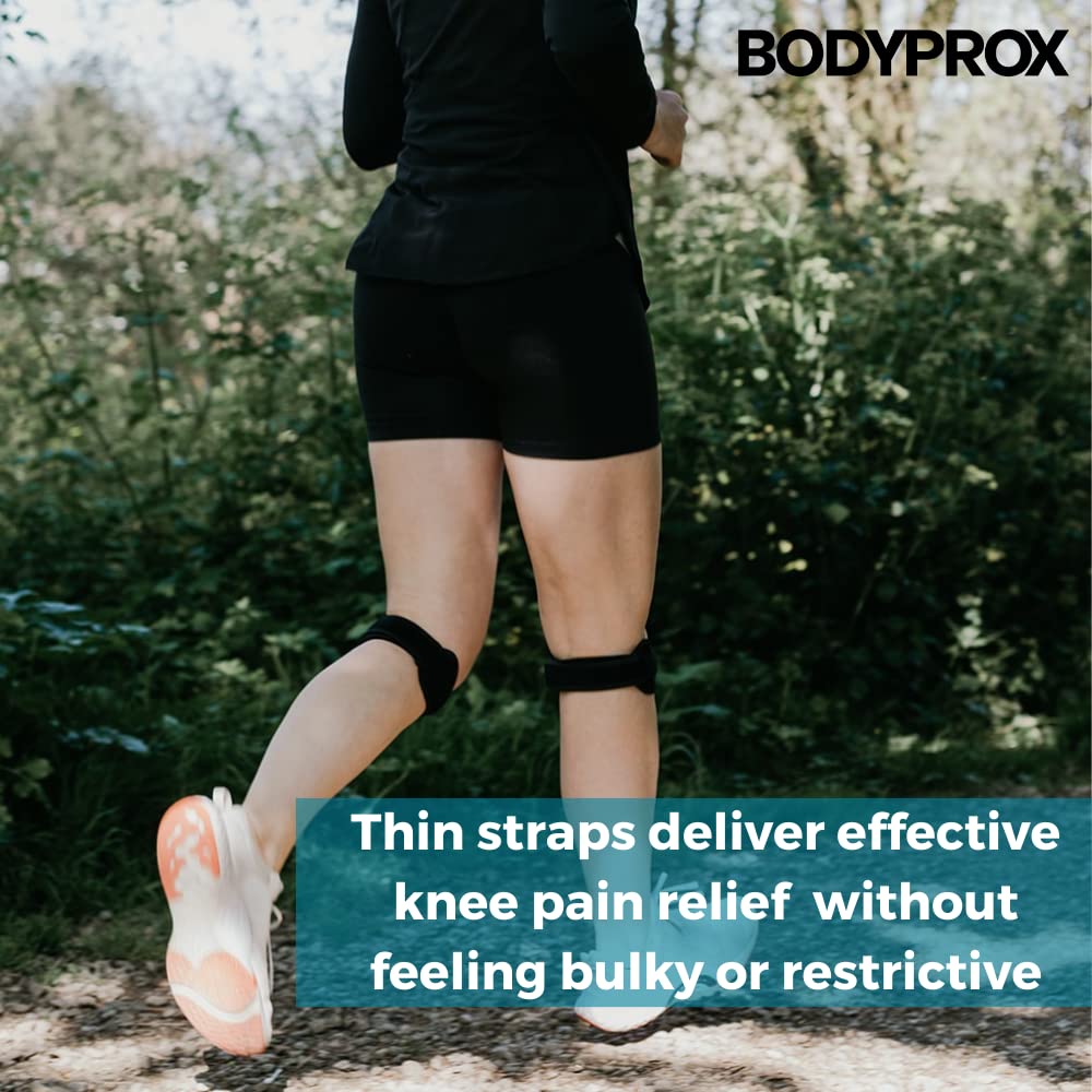 BODYPROX 膝蓋骨ストラップ2パック ハイキング、サッカー、バスケットボール、ランニング、ジャンパー膝、テニス、バレーボール＆スクワットによる膝痛緩和サポートブレイス