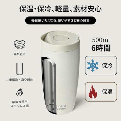 BOTTLE BOTTLE タンブラー ワンタッチ開閉 漏れ防止 真空断熱 サーモマグ コーヒー お茶用 保温保冷 ステンレス製 携帯マグ ボトル