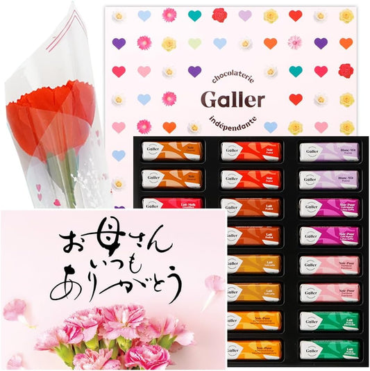母の日 ギフト ガレー Galler チョコレート ベルギー王室御用達 ミニバー 24本入り 食べ物 お菓子 スイーツ 高級 ギフトカード 間違い探し 手さげ袋付き