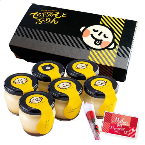 母の日 ギフト スイーツ 花 セット 菓匠もりん でぶのもとぷりん (極濃厚プリン) 6個 詰め合わせ おもしろ お取り寄せ お菓子 (母の日カード+ミニカーネーション付)