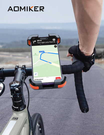 Aomiker  バイク用 スマホホルダー スタンド 黒／360度回転／振動吸収／対応サイズ 4.7〜6.8インチ（iPhone・Android対応） バイク・オートバイ・原付・自転車でのスマートフォン固定・ナビ使用・走行中操作補助