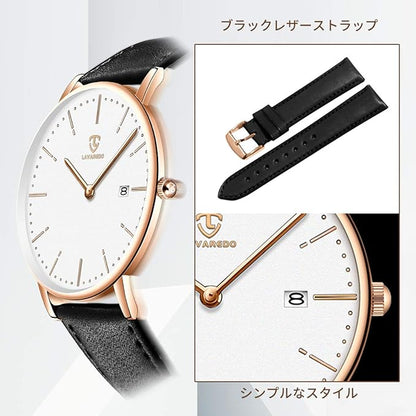 [BEN NEVIS] 腕時計 メンズ シンプル おしゃれ 薄型 カジュアル 日付表示 防水 アナログ クォーツ時計 メッシュ バンド ブラック