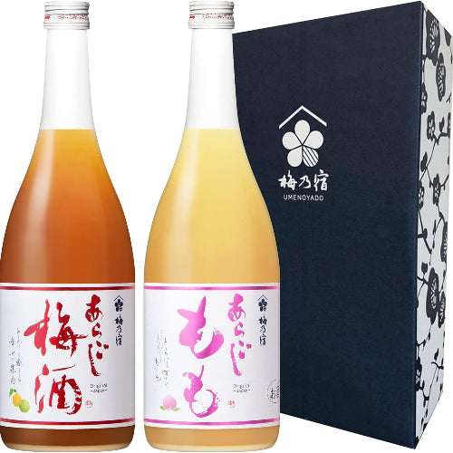 【創業130年の味】梅乃宿 あらごし梅酒 あらごしもも 720ml×2本 【ギフトBox入り】セット品 プレゼント 飲み比べ もも酒 リキュール 母の日 ギフト 果実酒 日本酒 柚子酒 デザート酒 国産 果肉 果汁 アルコール 8度 お取り寄せ 贈り物 贈答 手土産