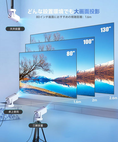 プロジェクター 家庭用 【APP利用可能・360°HIFI立体スピーカー】Magcubic ぷろじえくたー 小型 Bluetooth5.4 18000ルーメン プロジェクター天井投影 1080P Wi-Fi6 4K対応 短距離投影 自動台形補正 操作簡単 projector IOS/Android/パソコン/DVD/PS機/SWITCH接続可 プレゼントに最適 日本語取扱書 (白)