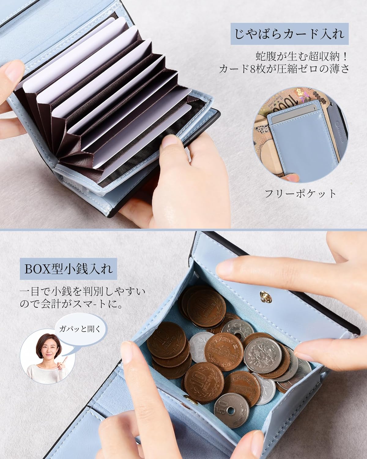 [Modiko] 財布 レディース 2つ折り 箱型財布 オイルドレザー 本革 大容量 小さい財布 カード入れ 母の日 誕生日 ギフト対応 人気