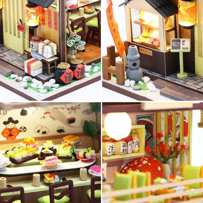 Spilay DIY 木製 ドールハウス ミニチュア 手作りキットセット 初心者向け 和風 DIY 木製 ドールハウス 3Dパズル おもちゃ LEDライト付き ドールハウスキット 引っ越し祝い インテリア 誕生日 クリスマス プレゼント 癒しグッズ14歳以上対象 (m2011)