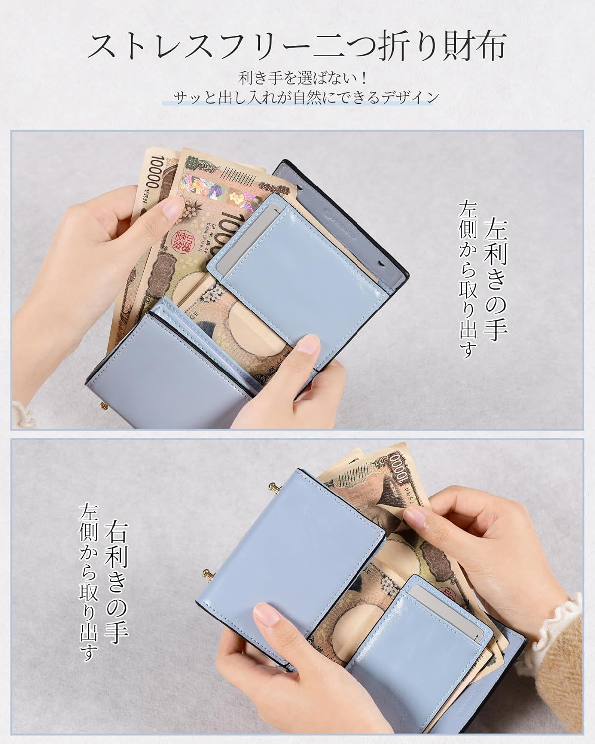 [Modiko] 財布 レディース 2つ折り 箱型財布 オイルドレザー 本革 大容量 小さい財布 カード入れ 母の日 誕生日 ギフト対応 人気