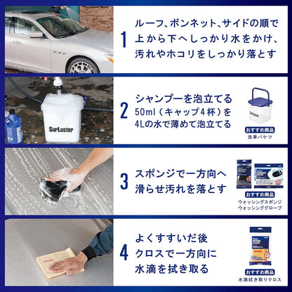 Surluster(シュアラスター) ウォッシンググローブ [キズ防止 オーストラリア羊毛] S-106 & 洗車シャンプー [ノーコンパウンド] カーシャンプー1000 S-30【セット買い】