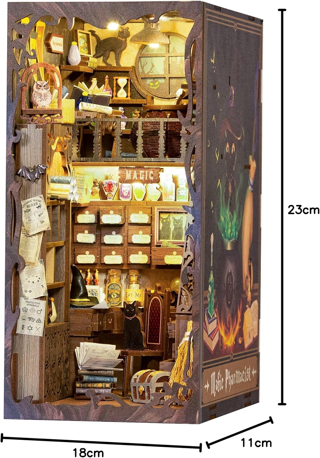 CuteBee - DIY ブックヌック キット-ドールハウス キット-ミニチュア ハウス キット-BookNook- 適用対象 初心者 ティーンエイジャー 大人向け 誕生日プレゼント 装飾 コレクション アートワーク LEDライト付き (魔法師の家)