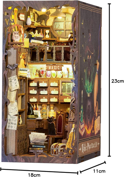 CuteBee - DIY ブックヌック キット-ドールハウス キット-ミニチュア ハウス キット-BookNook- 適用対象 初心者 ティーンエイジャー 大人向け 誕生日プレゼント 装飾 コレクション アートワーク LEDライト付き (魔法師の家)